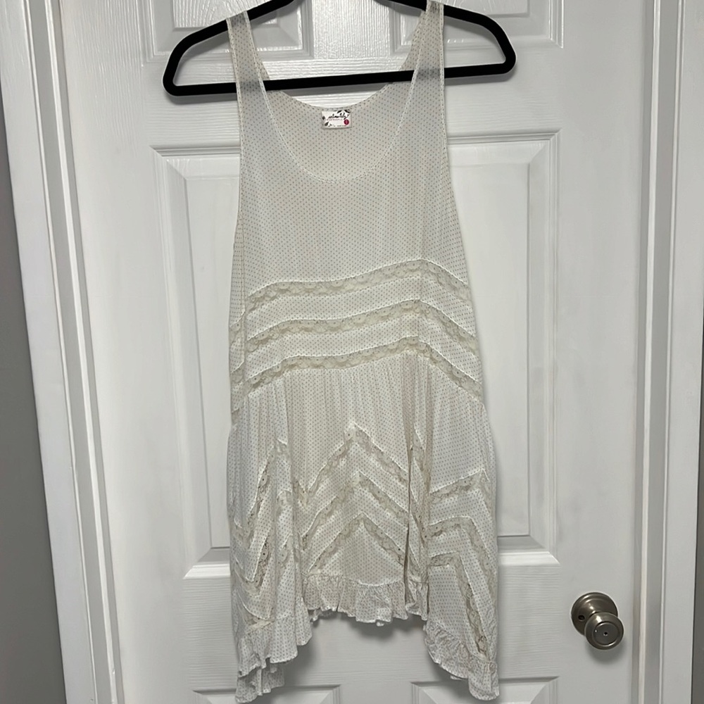 Free People Intimates White Voile and Lace Trapeze Slip Dress